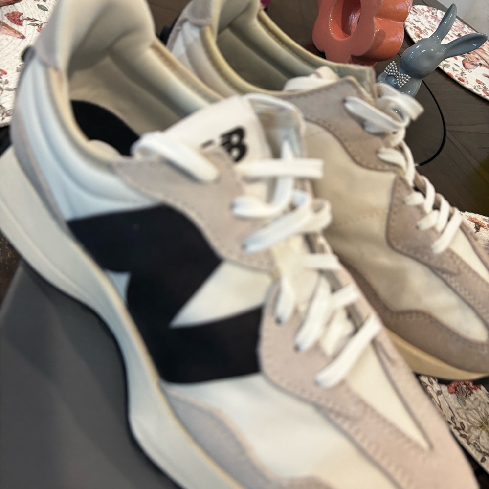 New Balance Cream and Black Classic Runner Sneakers